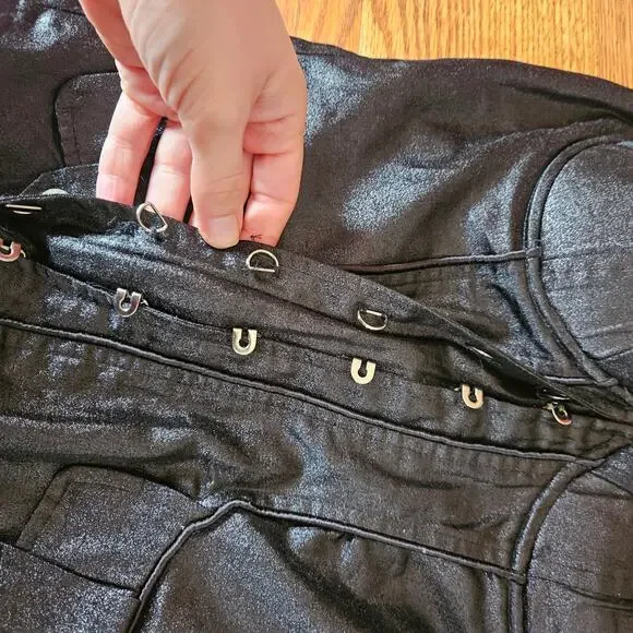 Black Faux Leather Corset Sleeveless Crop Top By Oh Yes Size M - Picture 7 of 7